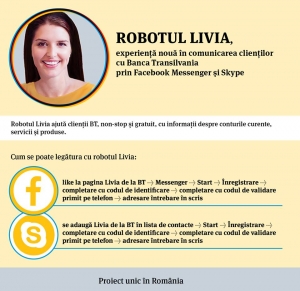 Robotul Livia de la BT a oferit peste 500.000 de raspunsuri pentru clientii bancii