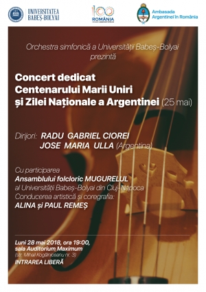 Concert extraordinar dedicat Centenarului Marii Uniri si Zilei Nationale a Argentinei